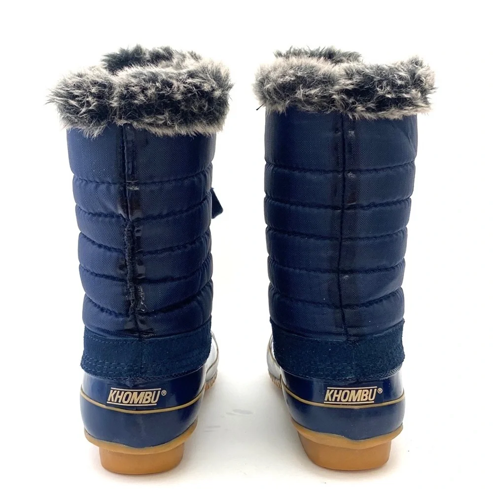 Khombu Women's Boston Bean Navy Blue Quilted Apres Winter/Snow Boots